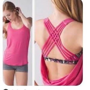 Women’s Pink Strappy Back Tank Top Lululemon Lululemon Free To Be Wild Tank Top